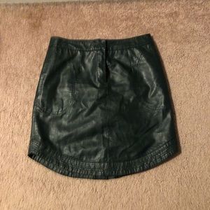Faux leather green knee length skirt